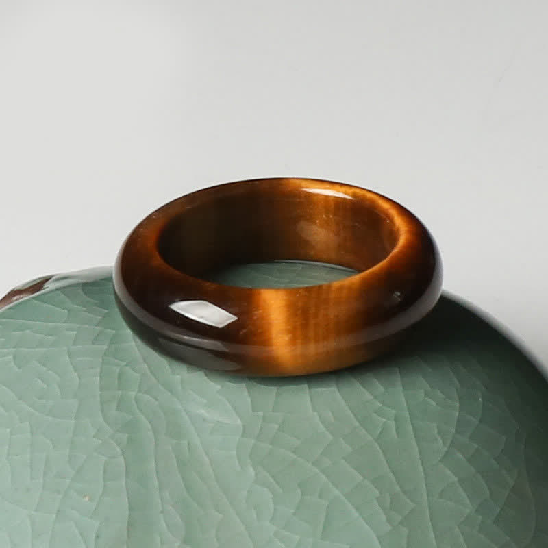 Bague unisexe en œil de tigre pour plus de force et de protection (16-21 mm)