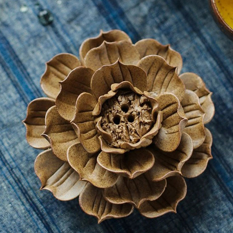 Brûleur d'encens tibétain à reflux pour méditation Lotus