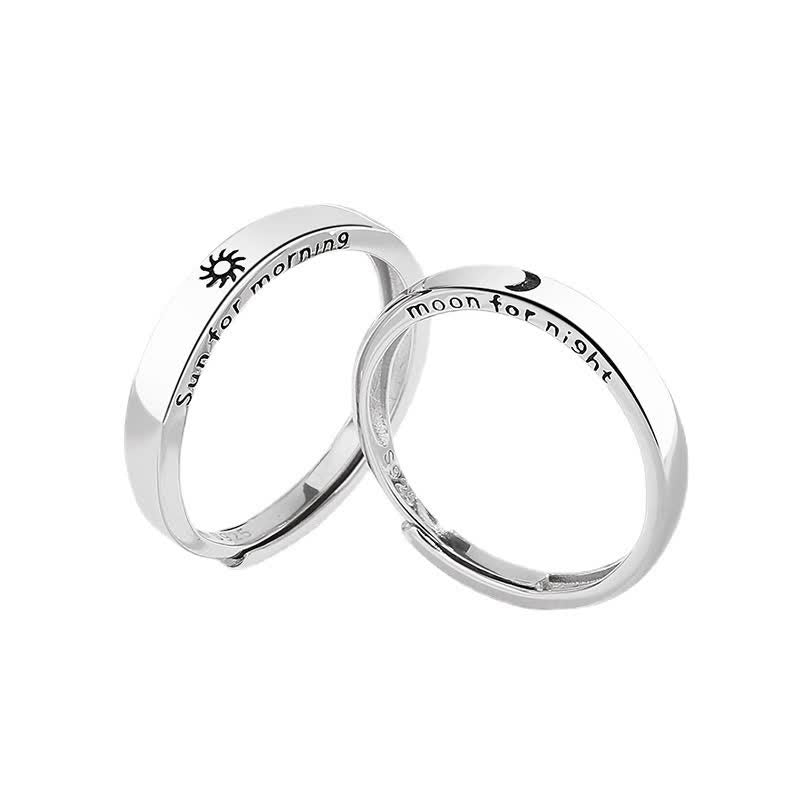 Bague de couple Yin Yang réglable en argent sterling 925
