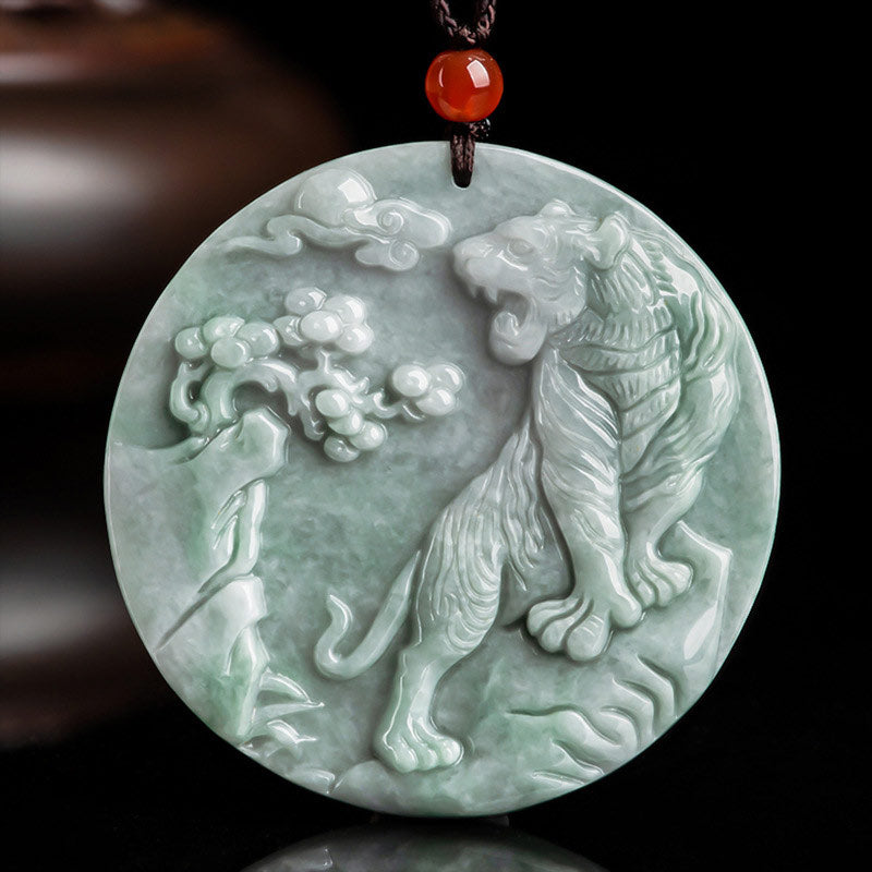 Jade Tiger Zodiac Necklace for Protection and Prosperity