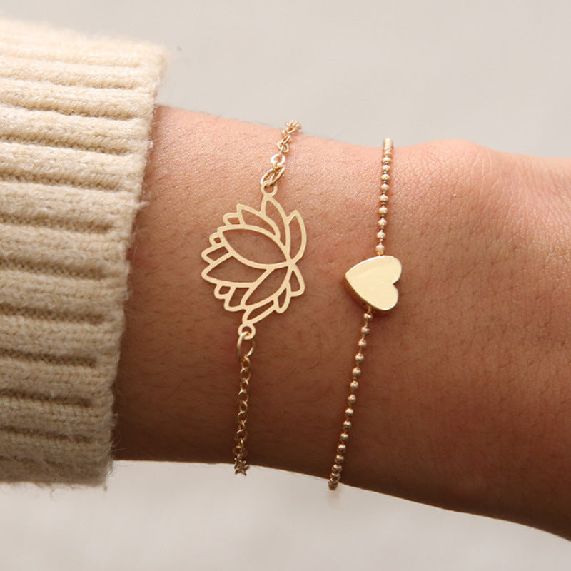 Bracelet ajustable en forme de fleur de lotus pour l'illumination et l'amour