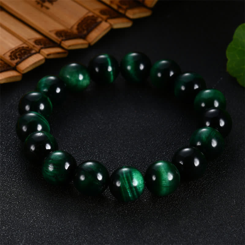 Bracelet de force en œil de tigre vert de 8 mm pour l'amour de soi