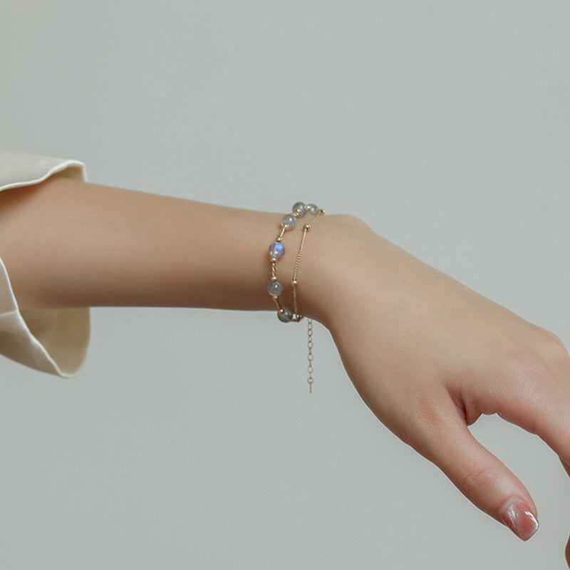 Bracelet chaîne en or 18 carats avec pierre de lune Love & Calm