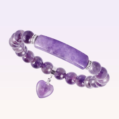 Bracelet de perles de guérison en quartz naturel avec cœur d'amour 8 mm