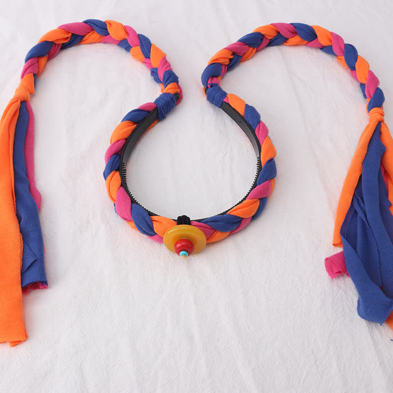 Accessoires pour cheveux spirituels en cuivre avec perles à pompons tibétaines colorées