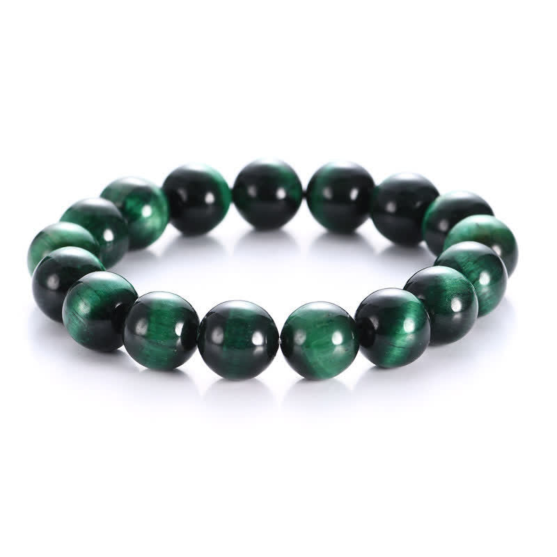 Bracelet de force en œil de tigre vert de 8 mm pour l'amour de soi