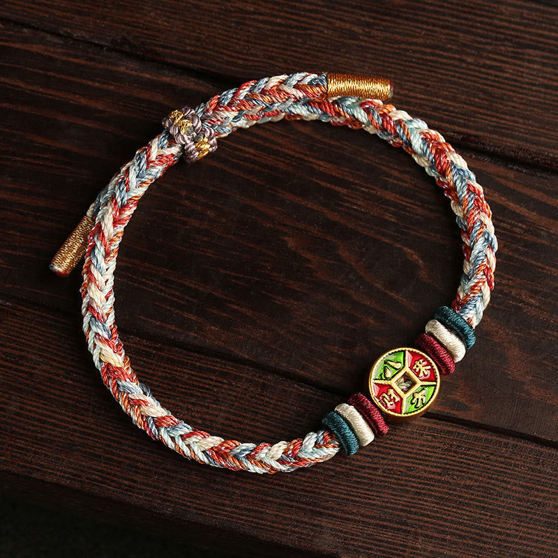 Bracelet spirituel coloré à huit fils avec nœud de paix