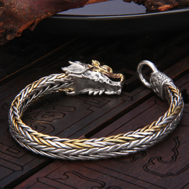 925 Sterling Silver Dragon Bracelet for Protection and Strength