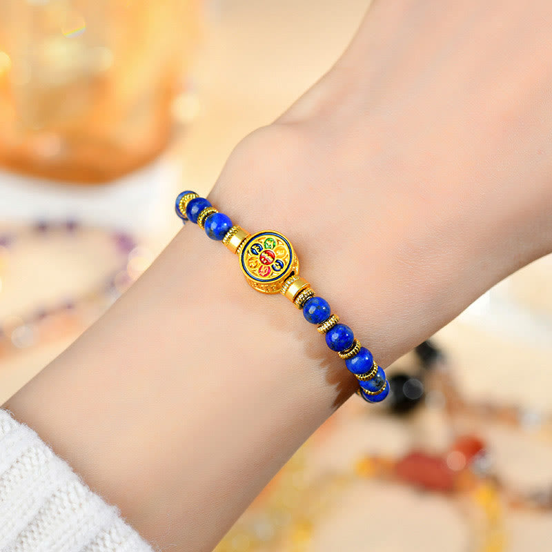 Bracelet d'équilibre Lazurite Om Mani Padme Hum 5 mm