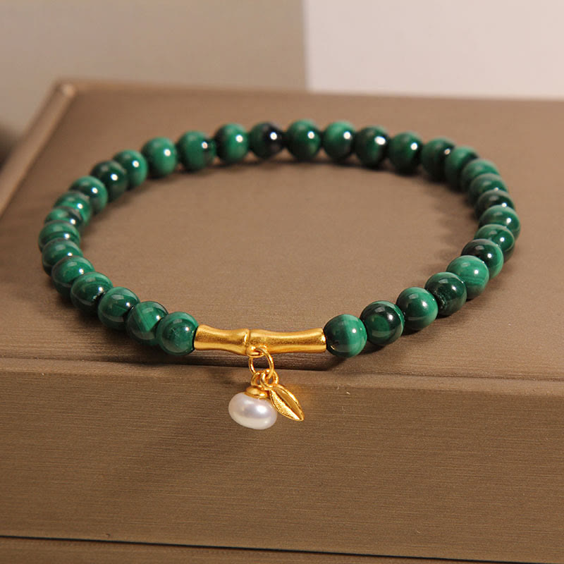 Bracelet anti-anxiété en bambou porte-bonheur malachite 5 mm