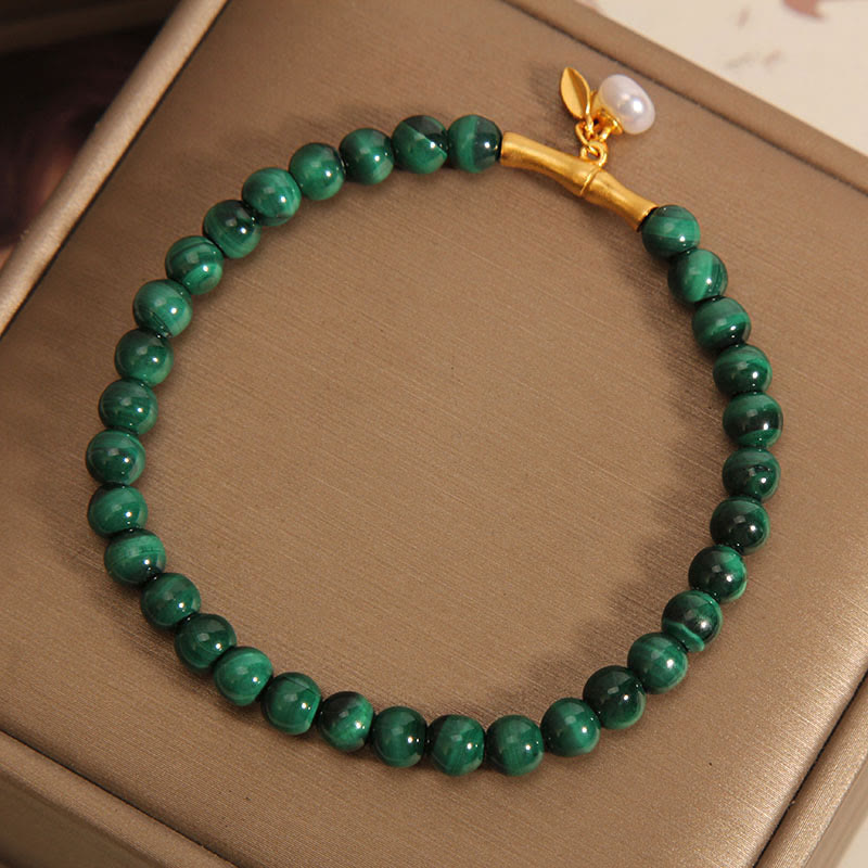 Bracelet anti-anxiété en bambou porte-bonheur malachite 5 mm