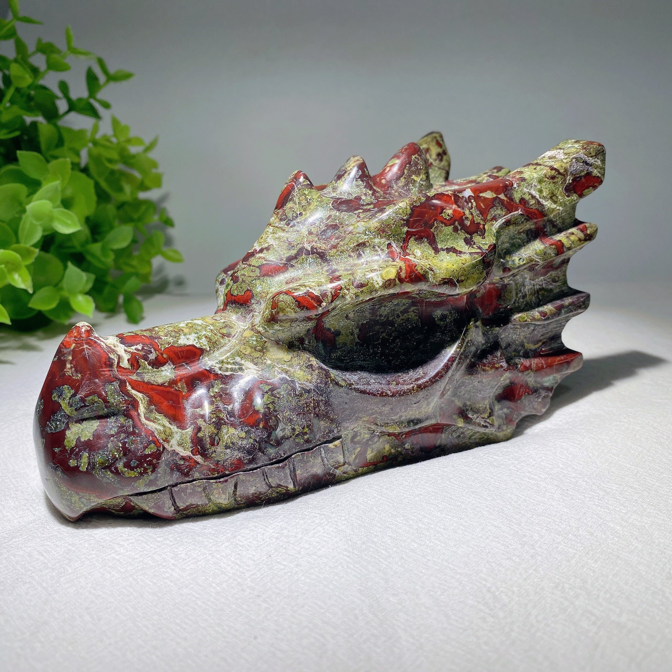 6.0 inch Dragon Blood Stone Head Carving for Healing
