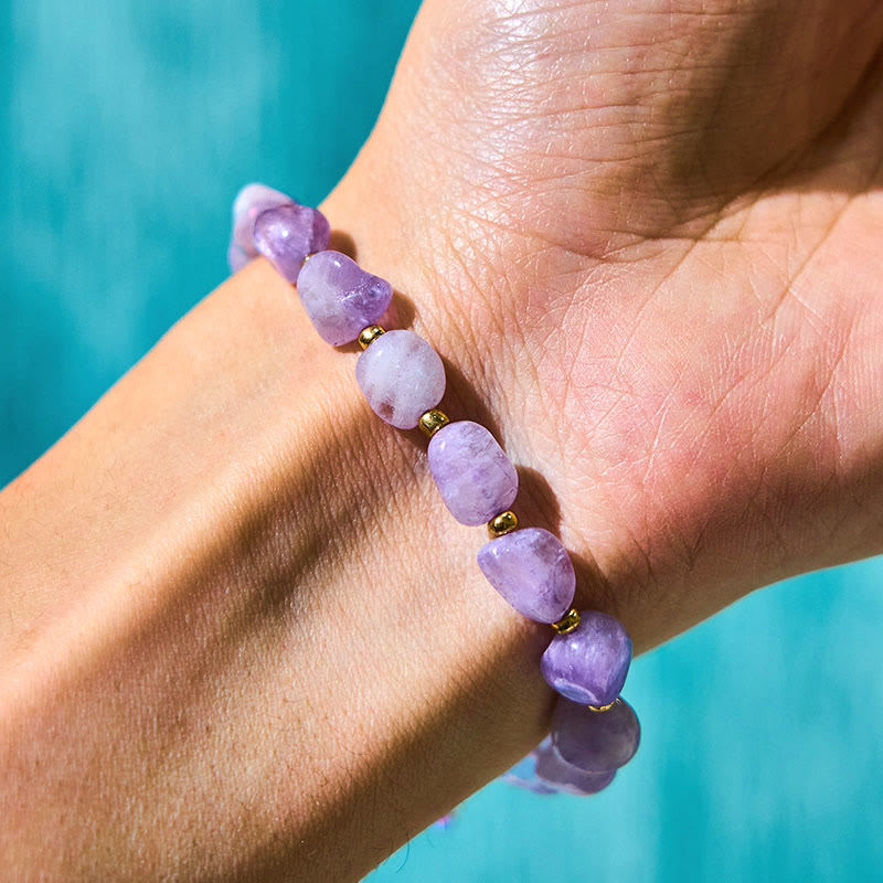 Bracelet d'équilibre en améthyste de 6 à 10 mm avec cordon de forme irrégulière
