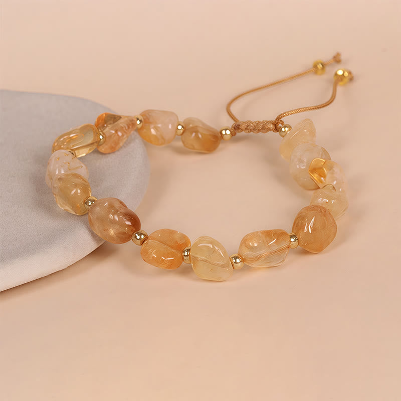 Bracelet Bonheur en Citrine 6-10 mm pour Femme - Prospérité Fait Main
