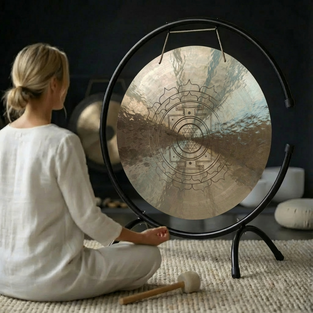 Gong à vent Sri Yantra de 6 à 52 pouces pour la méditation