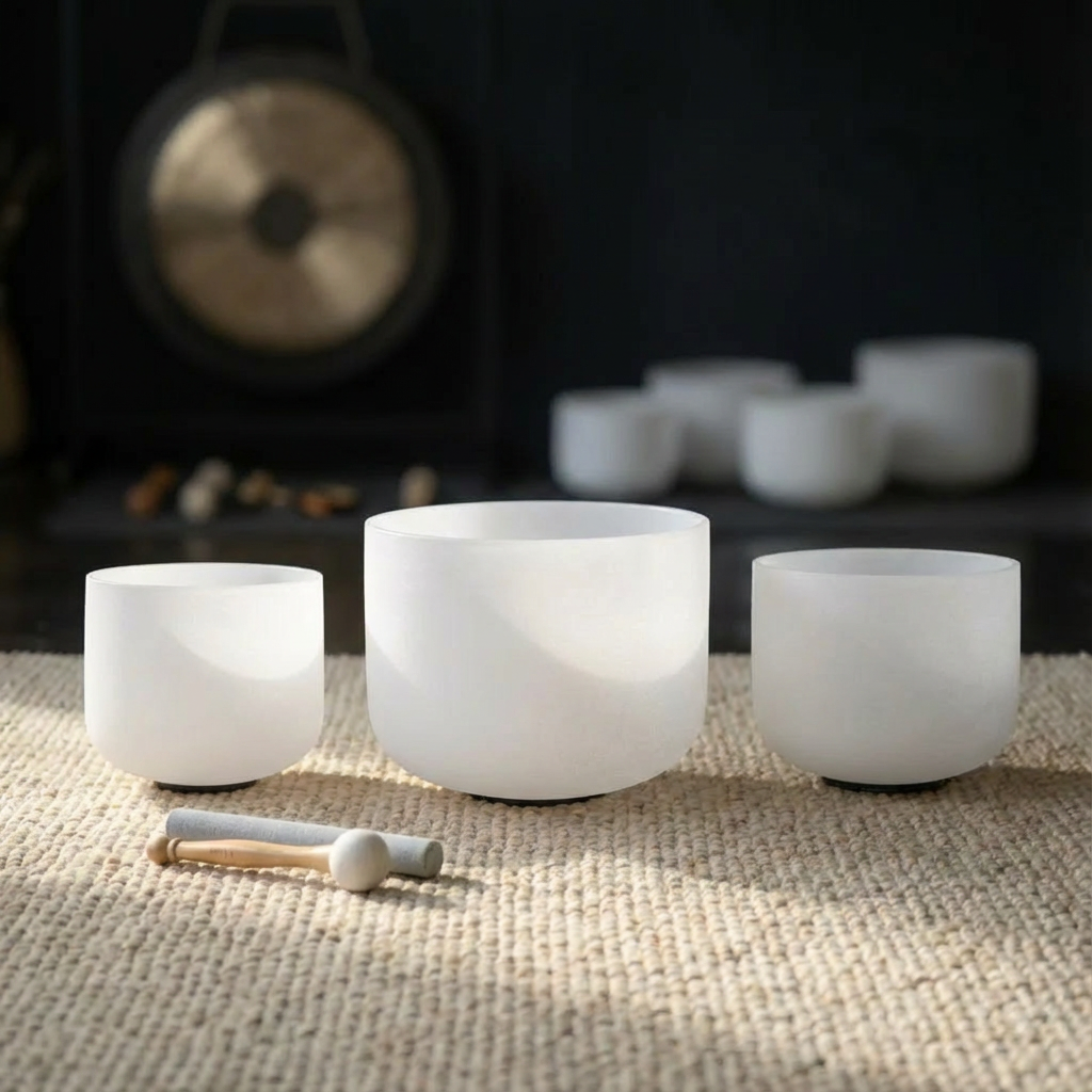 Ensemble de bols chantants en cristal de quartz de 6, 8 et 10 pouces pour bain sonore