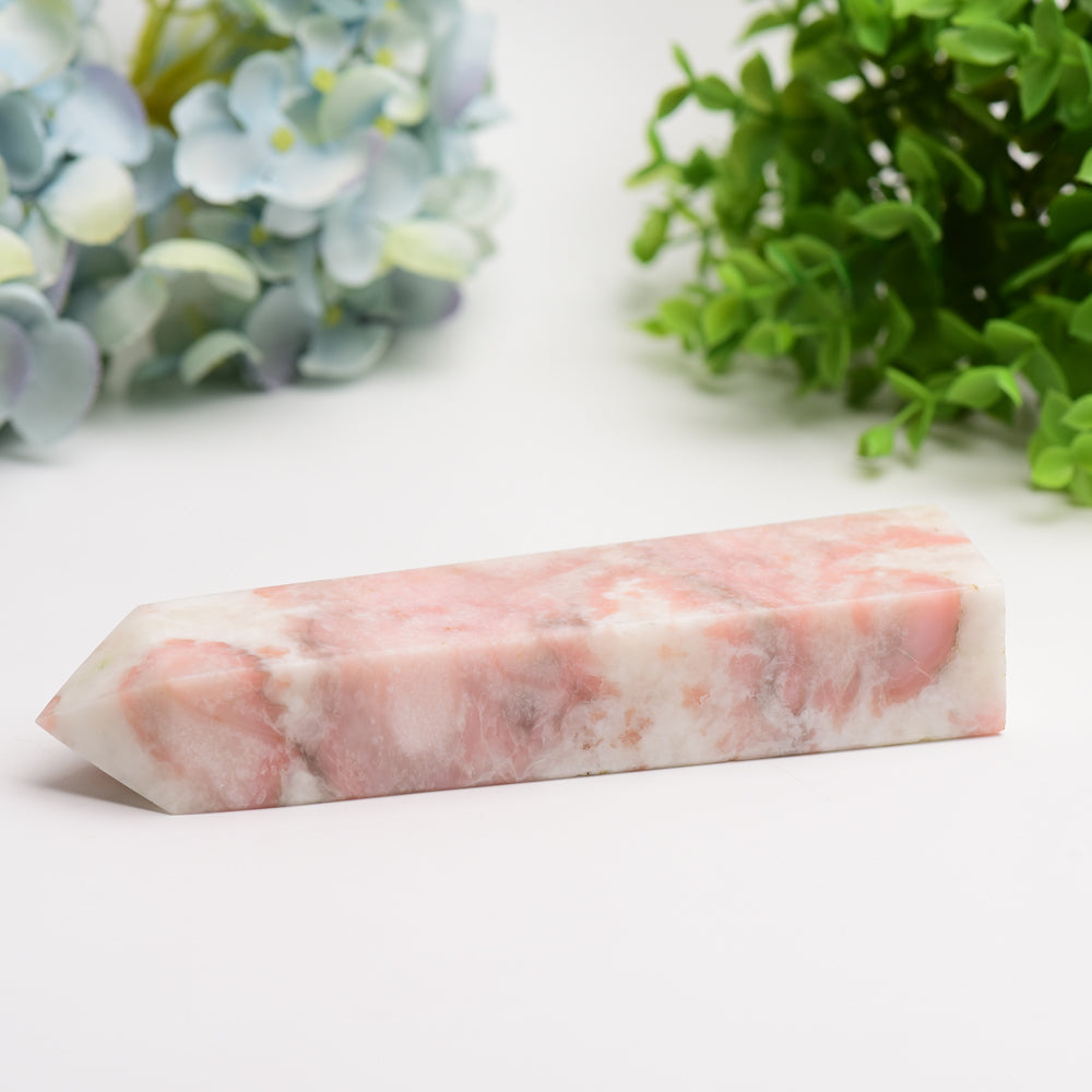 6 to 8 Inch Pink Jade Crystal Tower for Healing & Energy