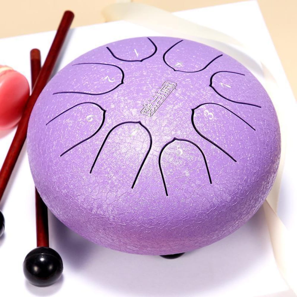 Purple Steel Tongue Drum with Black Mallet for Kids 6 Inch 8-Tone C Key