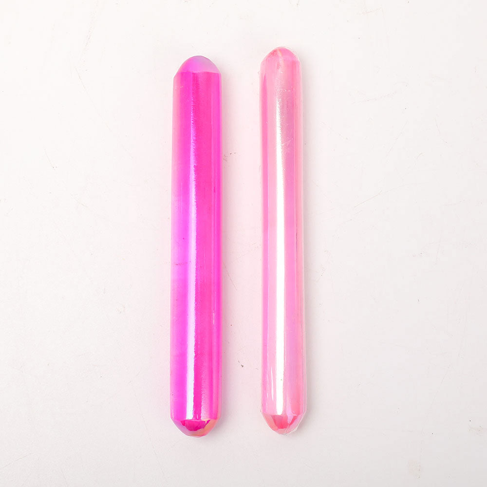Baguette en cristal de sélénite polie rose Aura de 6 pouces