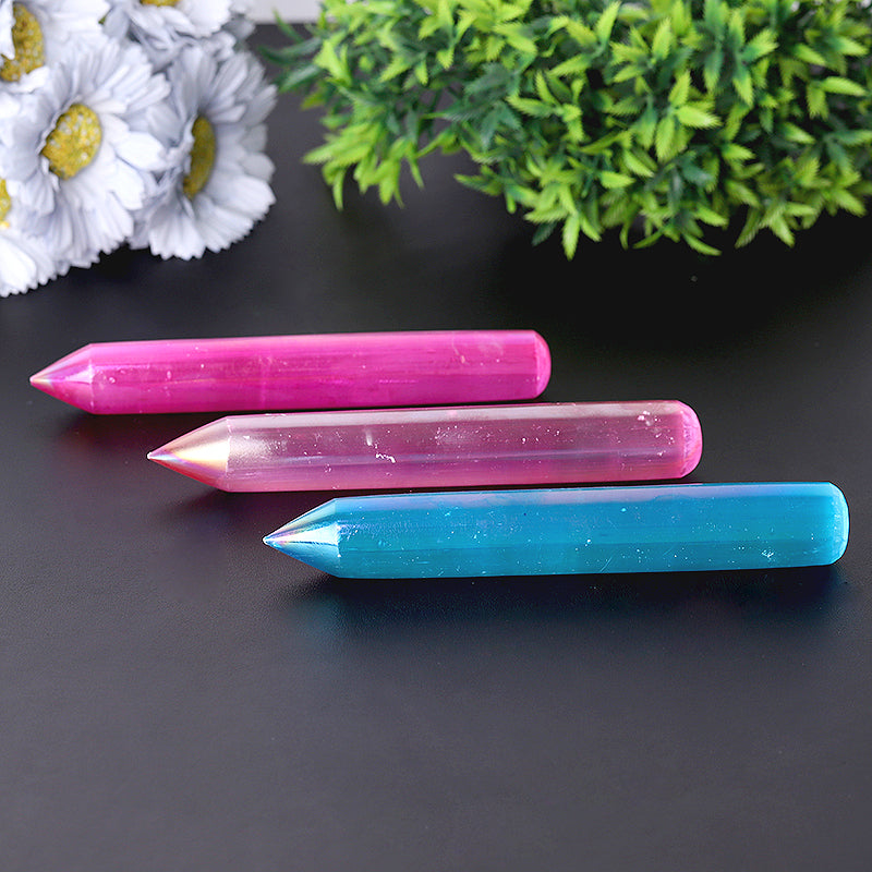 Baguette de cristal de sélénite bleue de 6 pouces pour la méditation