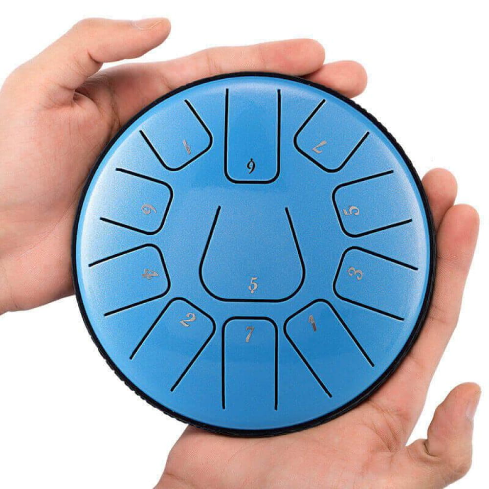 Blue Steel Tongue Drum with numbered sections in a 6-Inch Carbon Steel design