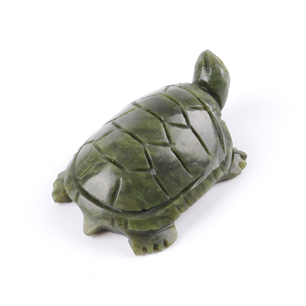 Sculpture de tortue en cristal serpentine de 6 pouces pour la prospérité