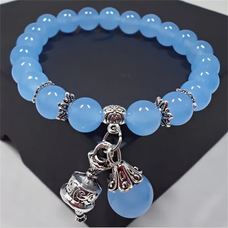 Bracelet énergétique en calcédoine de 8 mm pour l'équilibre spirituel