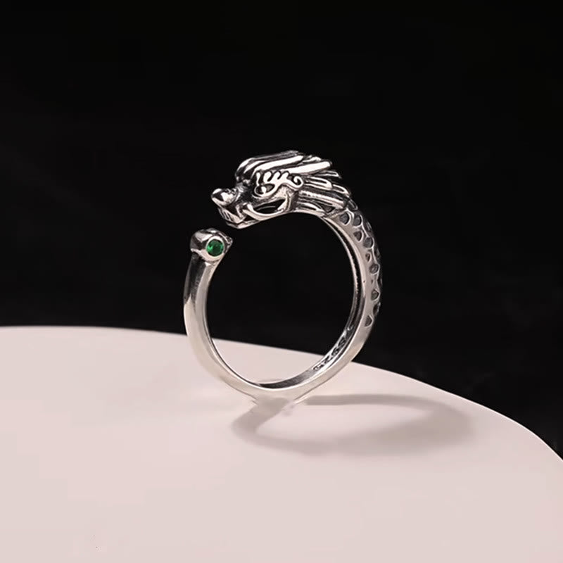 Bague Dragon Vintage Réglable pour le Succès et la Force