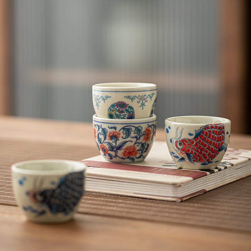 Tasse à thé en céramique Koi Fish Arowana 60 ml pour décoration zen