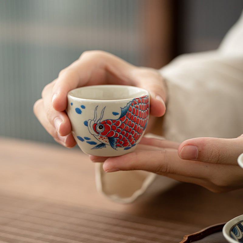 Tasse à thé en céramique Koi Fish Arowana 60 ml pour décoration zen