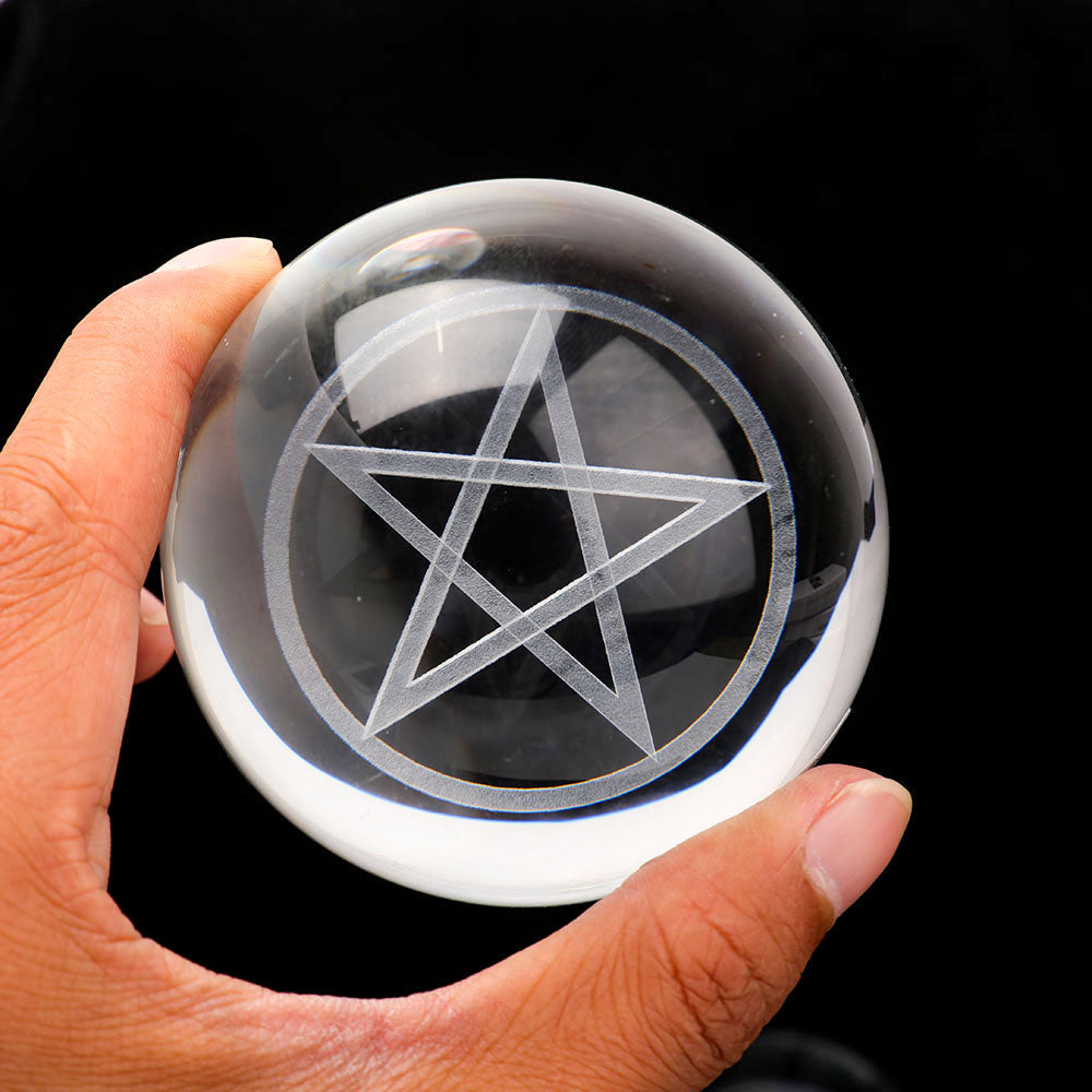 Sphère de cristal pentagramme de 60 mm pour l'équilibre énergétique