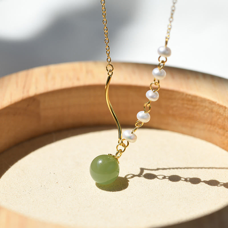 Collier de perles de jade Hetian naturelles porte-bonheur pour la prospérité
