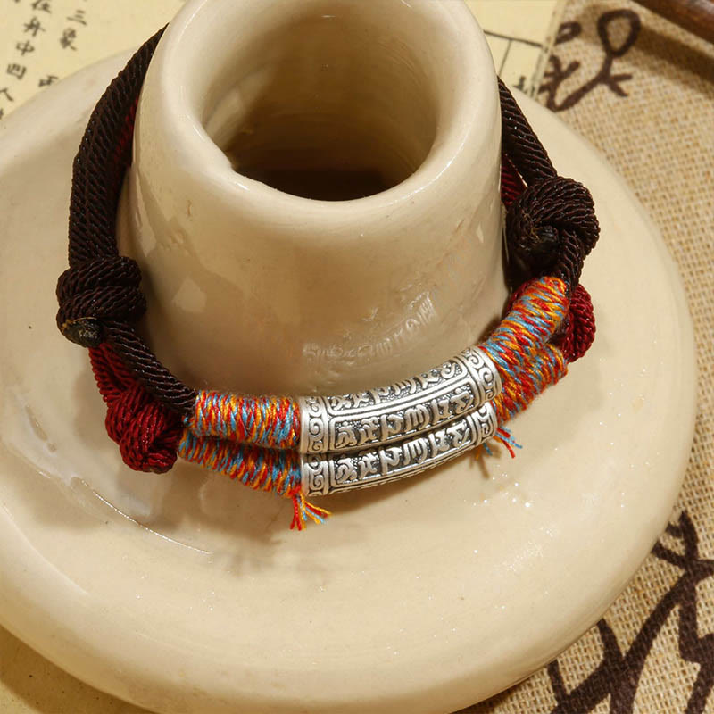 Unisex Om Mani Padme Hum Sterling Silver Protection Bracelet