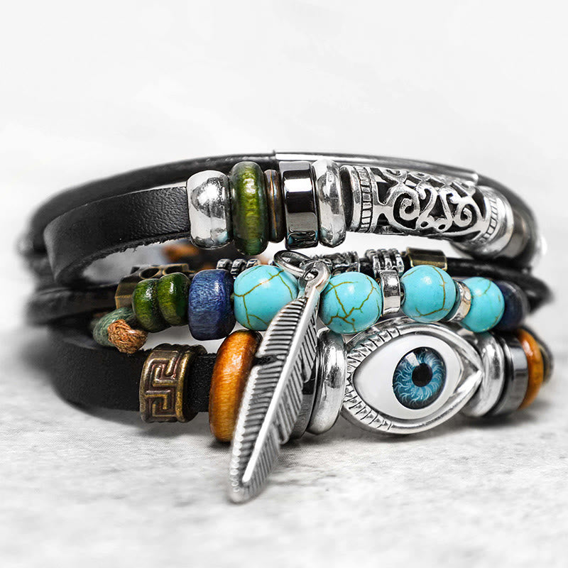 Bracelet de protection contre le mauvais œil turquoise 12 mm