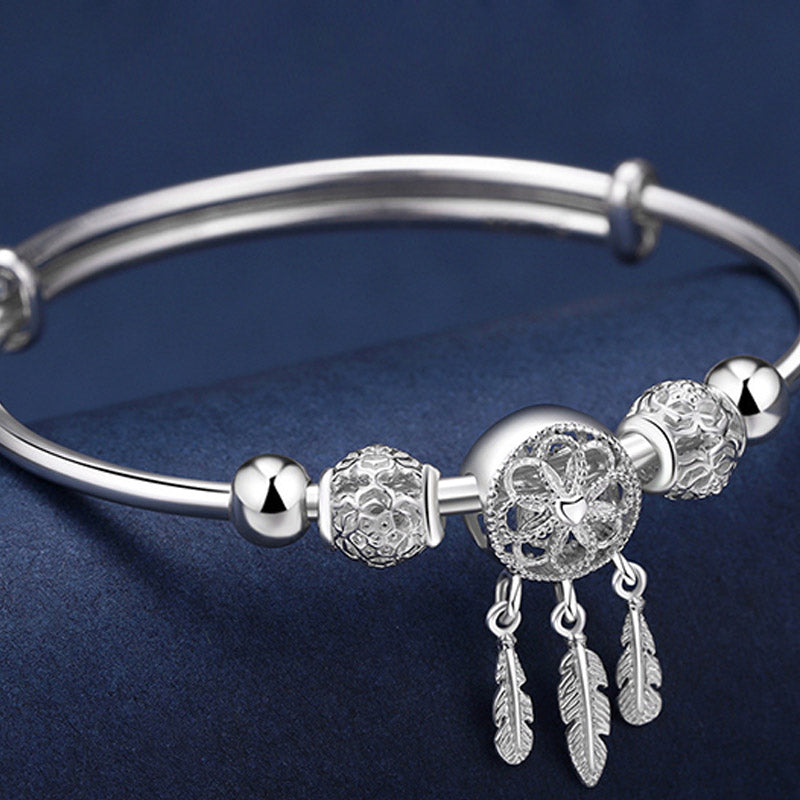 Bracelet à breloques attrape-rêves en cuivre blanc pour la chance et la guérison