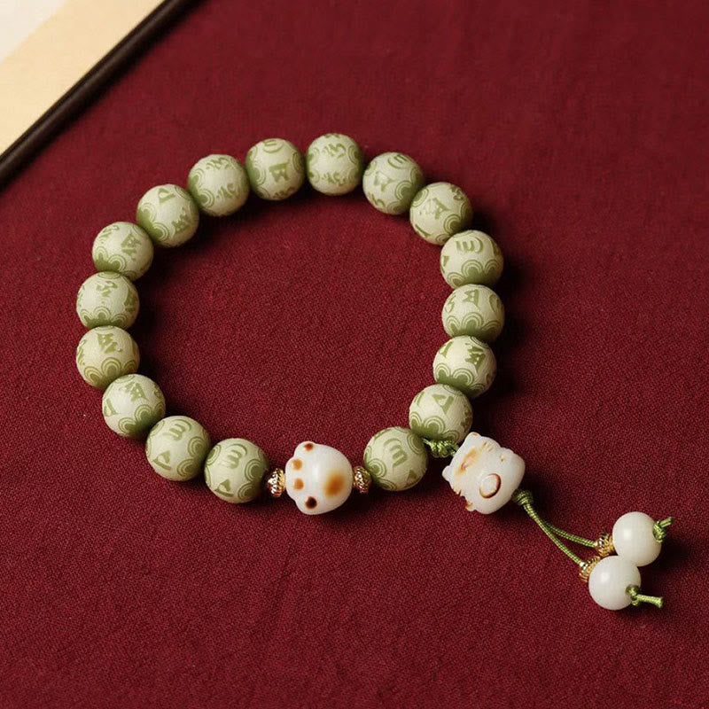 Bracelet de sagesse vert Bodhi Seed Om Mani Padme Hum