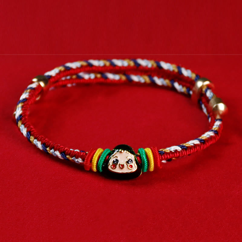 Bracelet porte-bonheur fait main en corde colorée avec personnage Fu