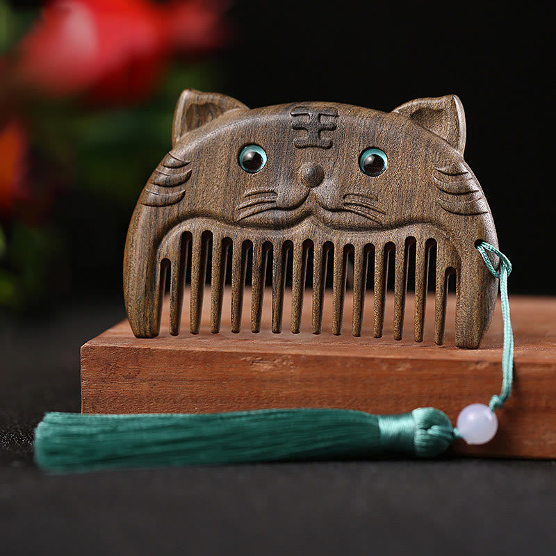 Chinese Zodiac Green Sandalwood Mini Peace Comb