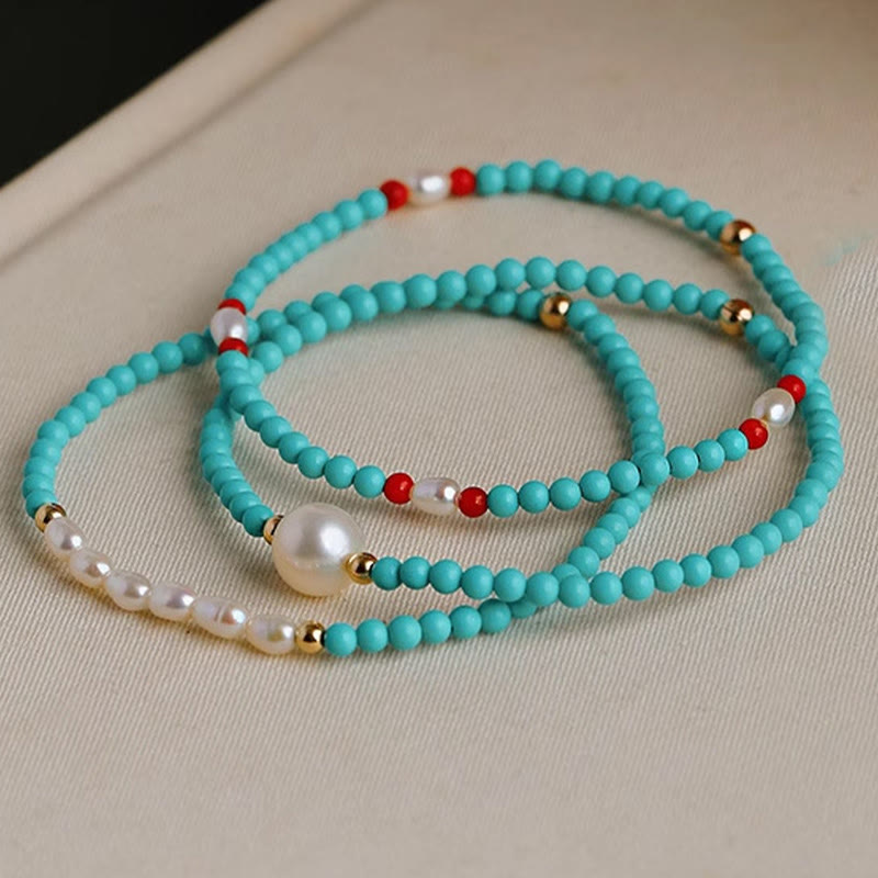 Bracelet de protection en agate rouge turquoise, petites perles