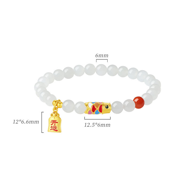 Bracelet de protection, de chance et de bonheur en jade blanc Hetian