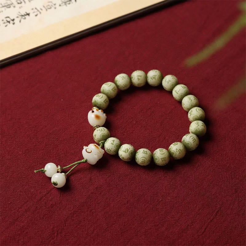 Bracelet de sagesse vert Bodhi Seed Om Mani Padme Hum