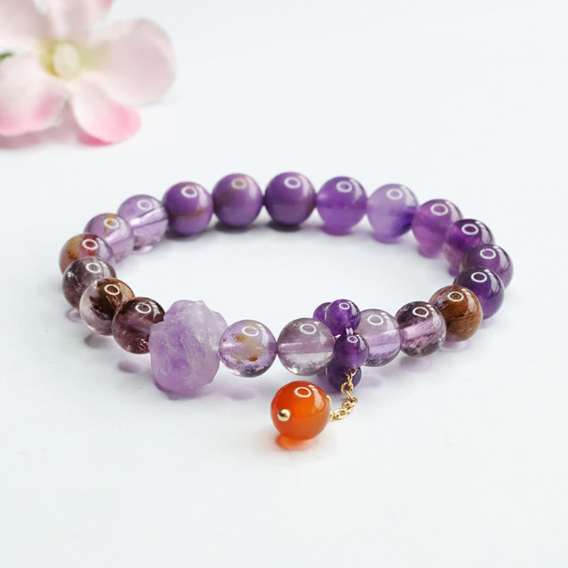 Bracelet de conscience spirituelle en améthyste, perles de 7 à 8 mm