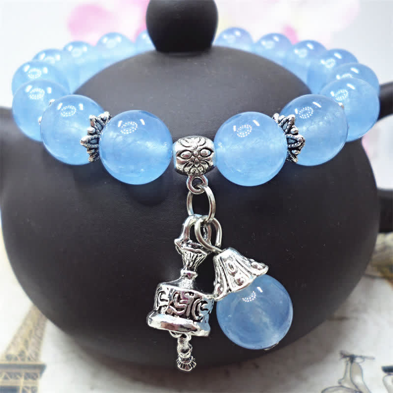 Bracelet énergétique en calcédoine de 8 mm pour l'équilibre spirituel