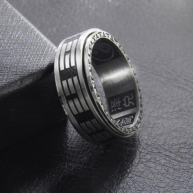 Bague d'équilibre rotative Yin Yang en acier titane