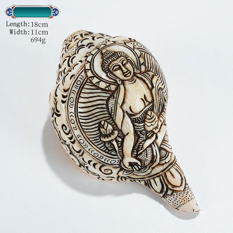 Tibetan Handmade Engraved Shankha Conch Shell Decoration