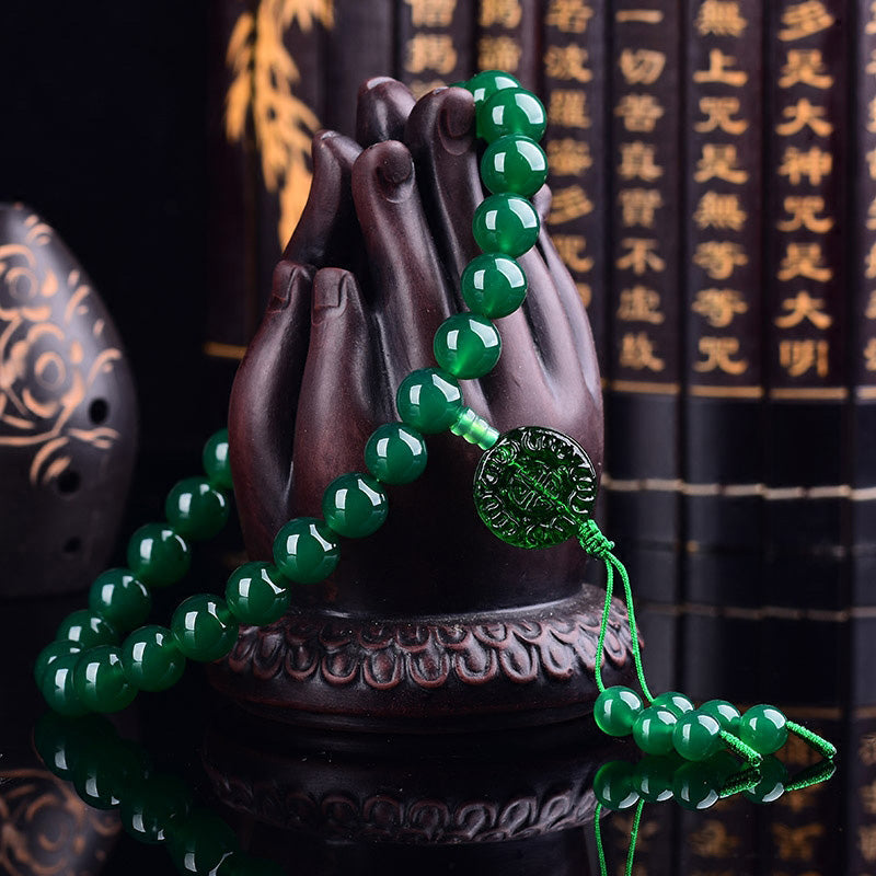 12mm Green Agate Mala Bracelet for Manifestation & Success