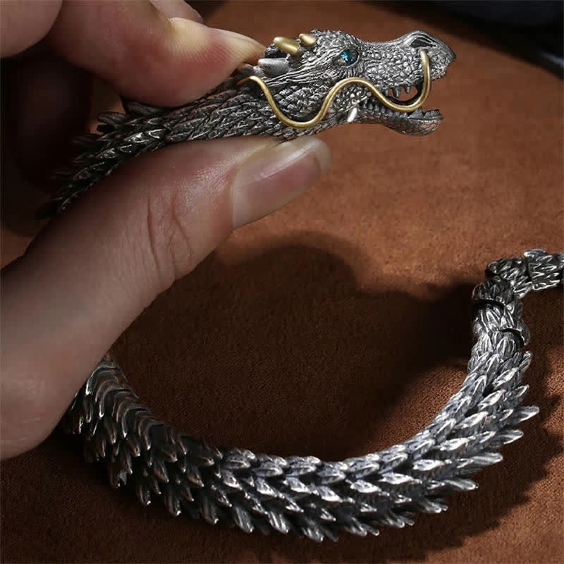 Bracelet chaîne porte-bonheur et protection fait main avec dragon nordique