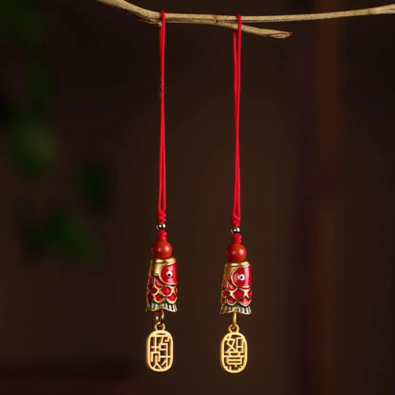 Cinnabar Koi Fish Charm Phone Hanging for Wealth & Luck