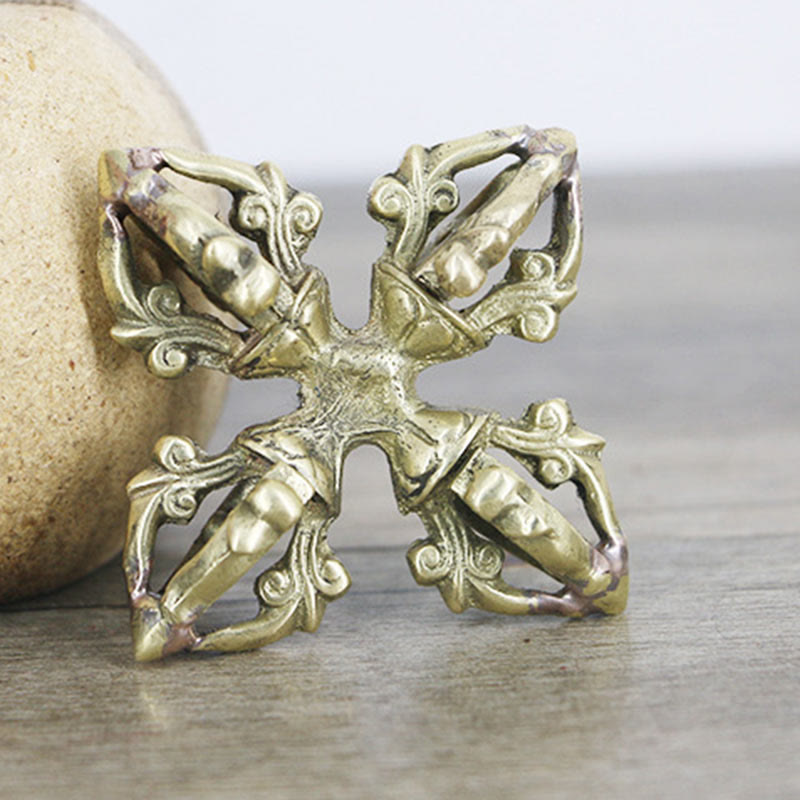 Rituel de force spirituelle double Dorje Vajra en cuivre de 6,7 cm