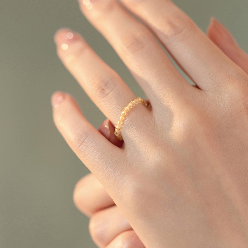 Bague en or citrine naturelle Prospérité et bonheur plaquée 14 carats